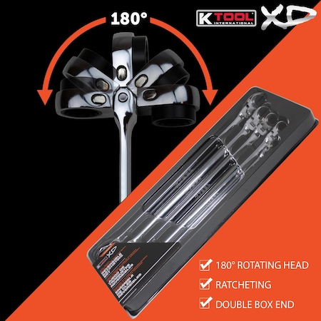 K-Tool International 5 Pc. Metric Double Box Univ Spline 90 Tooth Rev Ra KTIXDDBM10